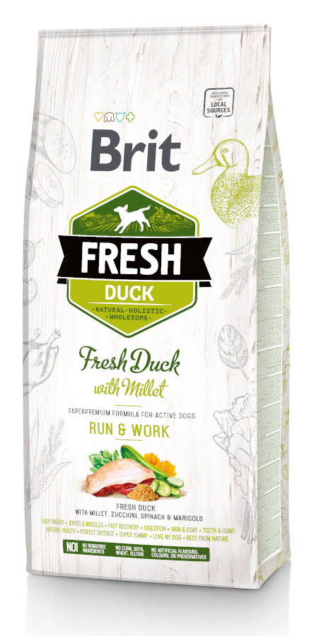 Brit Fresh Duck with Millet Adult Run & Work 2,5 kg