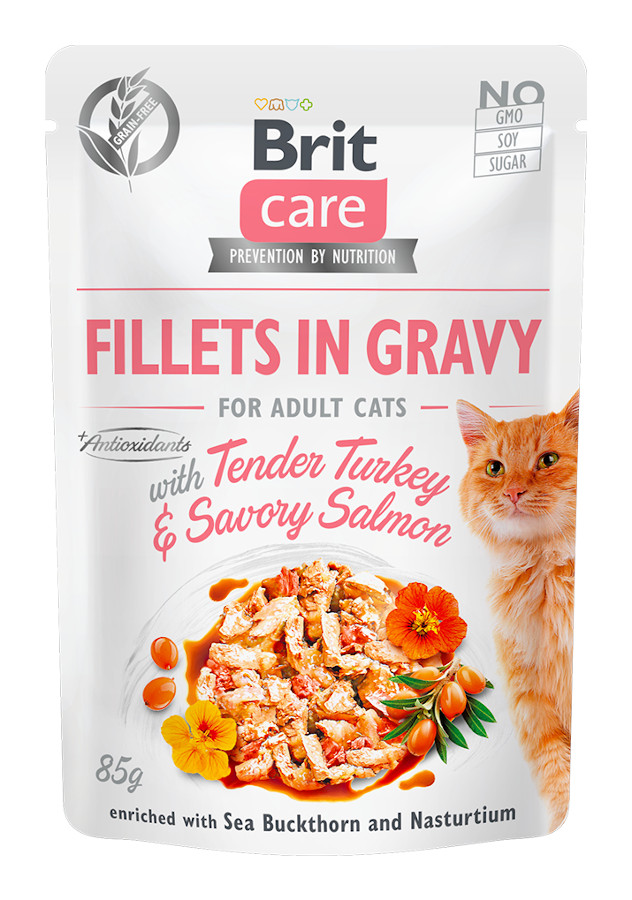 Brit Care Cat GF Gravy Pouch ADULT Turkey&Salmon 85 g