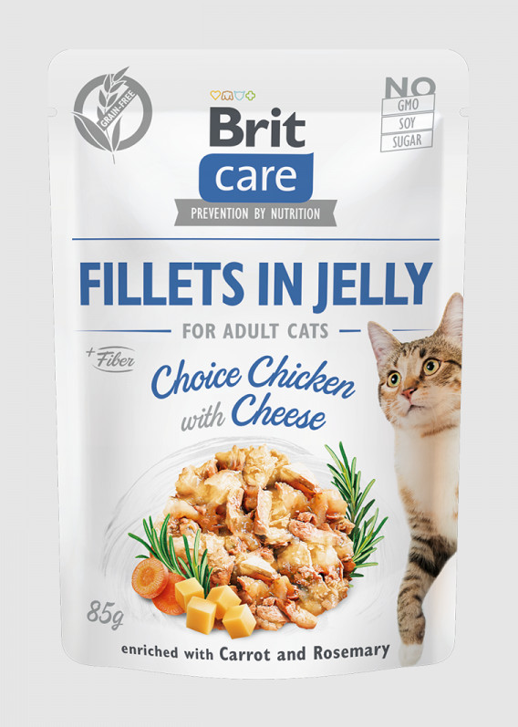Brit Care Cat GF Jelly Pouch ADULT Chicken with Cheese 85 g