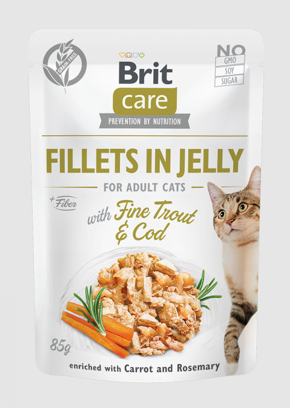 Brit Care Cat GF Jelly Pouch ADULT Trout & Cod 85 g