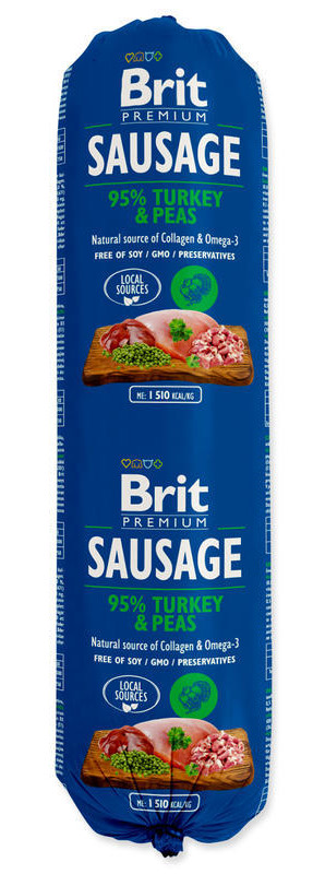 Brit Sausage Turkey & Peas 800 g, salám