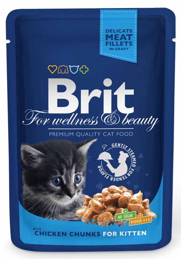 Brit Premium Cat kapsa Chicken Chunks for Kitten 24x 100 g