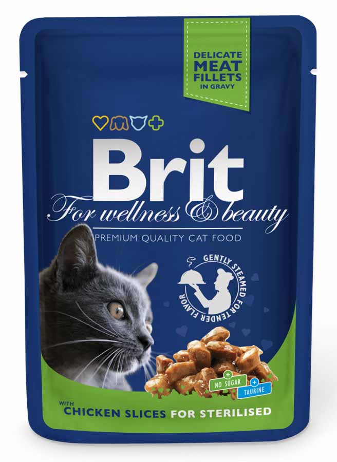 Brit Premium Cat kapsa Chicken Slices for Sterilised 100 g