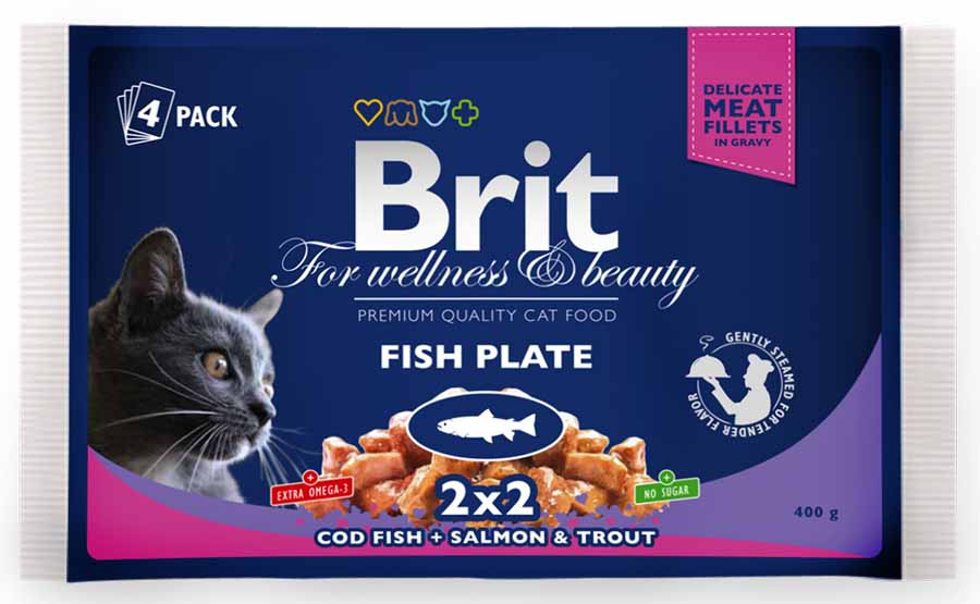 Brit Premium Cat kapsičky Fish Plate 4x 100 g
