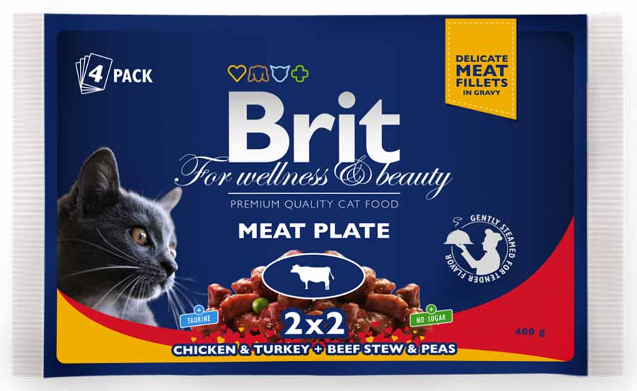 Brit Premium Cat kapsičky Meat Plate 4x 100 g
