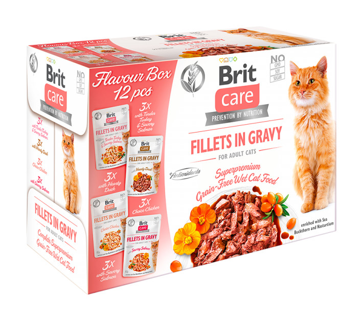 Brit Care Cat GF Gravy Pouch ADULT Flavour Box 12x 85 g