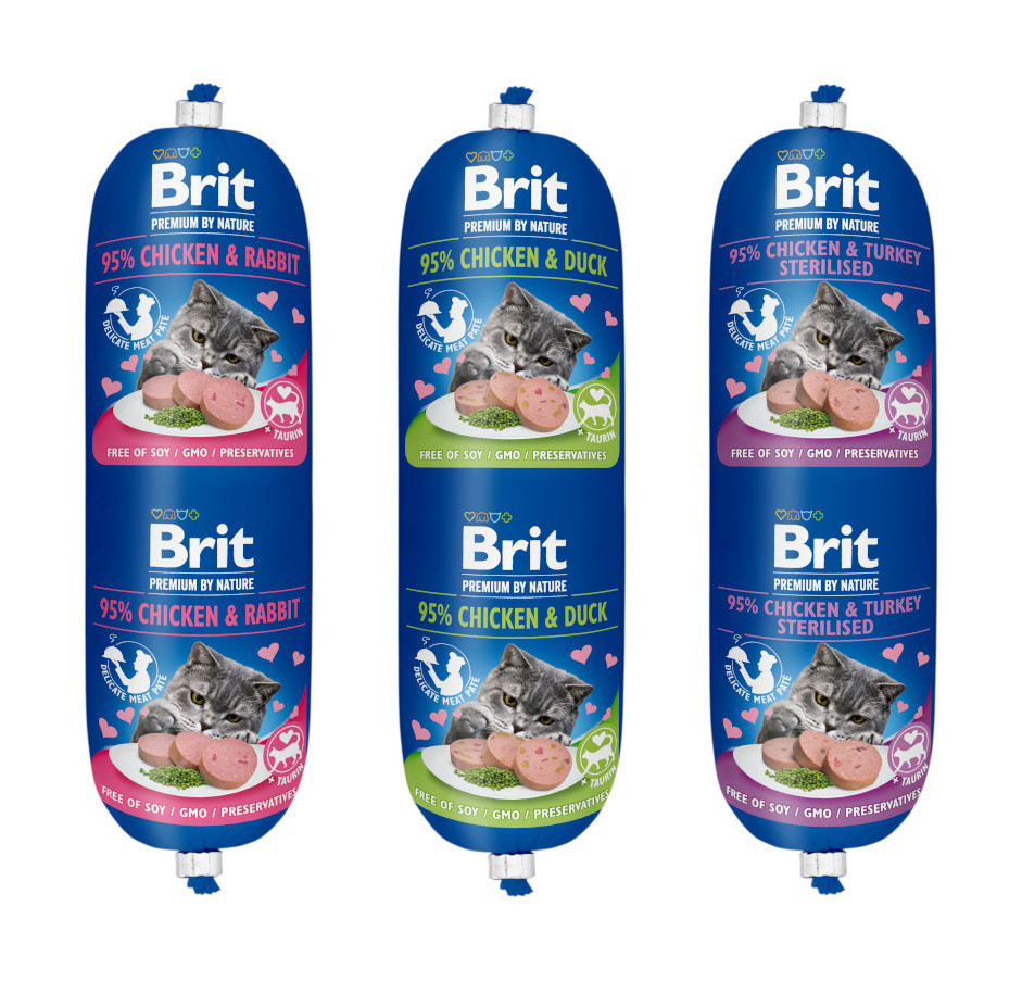 Brit Premium Cat Sausage 3x 180 g MIX