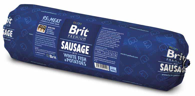 Brit Sausage White Fish & Potatoes 800 g, salám