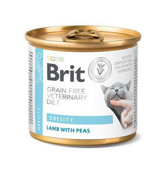 Brit VD Cat GF Obesity Lamb with Peas konzerva 200 g, EXPIRACE 17/5/2023