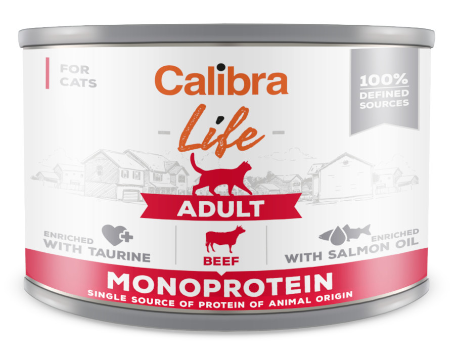 Calibra Cat Life Adult Beef 200 g, monoprotein konzerva