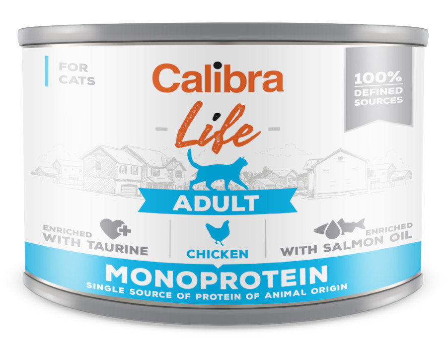 Calibra Cat Life Adult Chicken 200 g, monoprotein konzerva