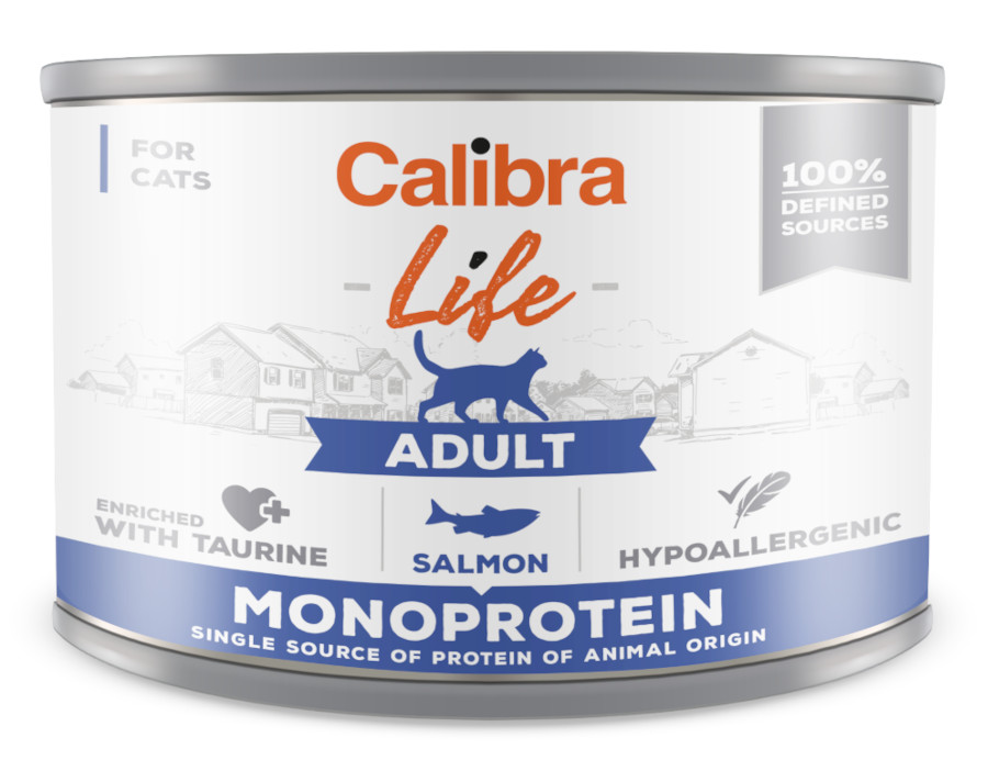 Calibra Cat Life Adult Salmon 200 g, monoprotein konzerva