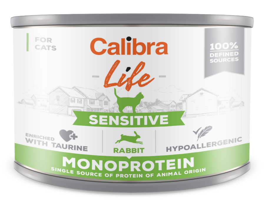 Calibra Cat Life Sensitive Rabbit 200 g, monoprotein konzerva