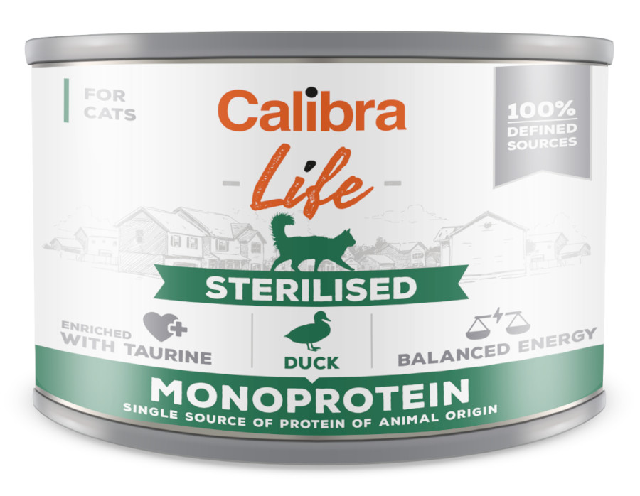 Calibra Cat Life Sterilised Duck 200 g, monoprotein konzerva