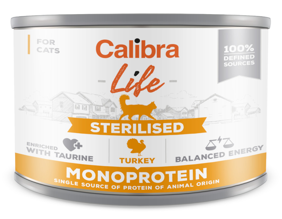 Calibra Cat Life Sterilised Turkey 200 g, monoprotein konzerva