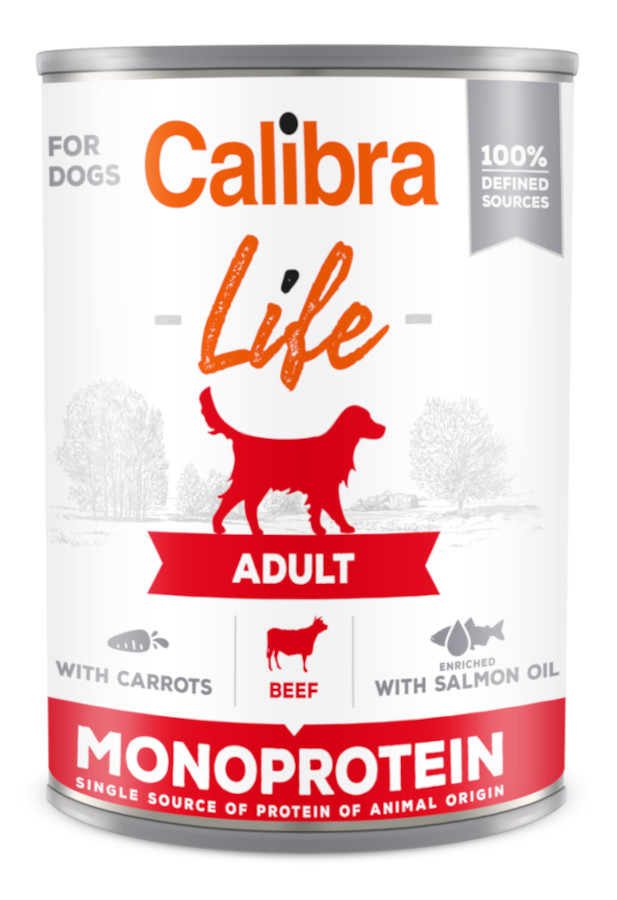 Calibra Dog Life Adult Beef 400 g, monoprotein konzerva