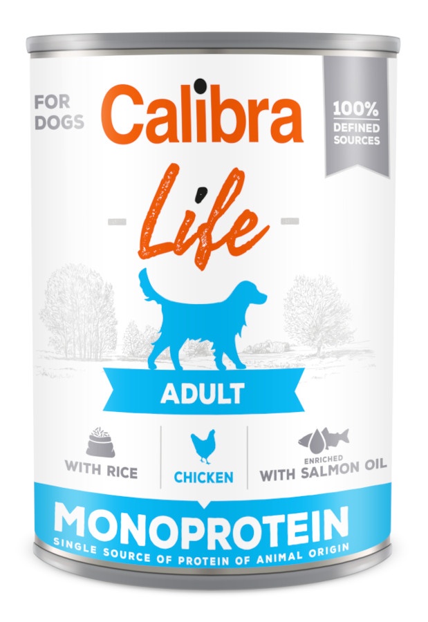 Calibra Dog LIFE Adult Chicken 400 g, monoprotein konzerva, EXPIRACE 3/24