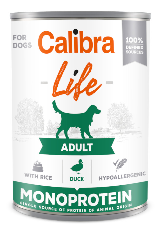 Calibra Dog Life Adult Duck 400 g, monoprotein konzerva