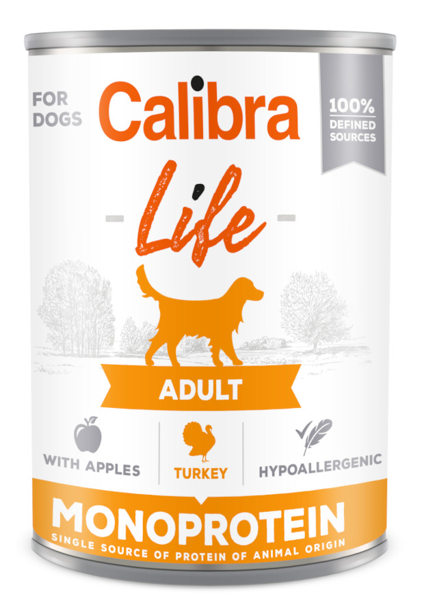 Calibra Dog Life Adult Turkey 400 g, monoprotein konzerva
