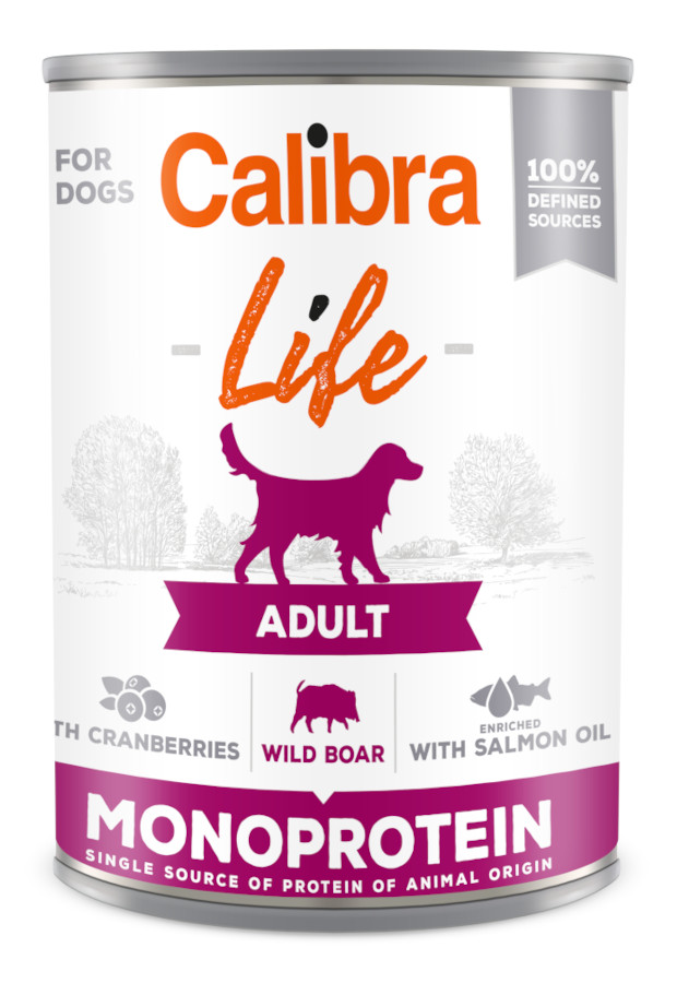 Calibra Dog Life Adult Wild Boar 6x 400 g, monoprotein konzerva