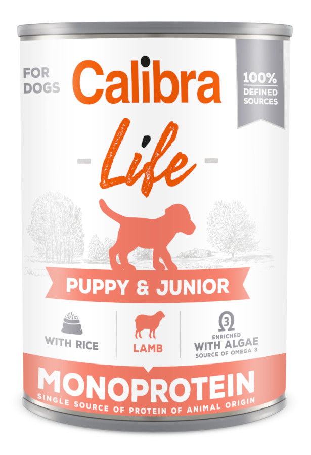 Calibra Dog Life Puppy & Junior Lamb 6x 400 g, monoprotein konzerva