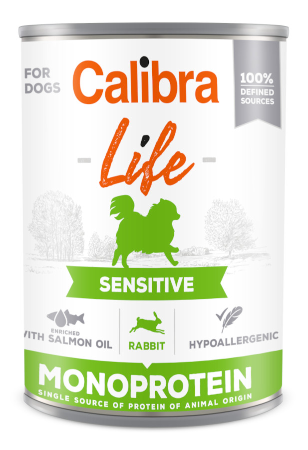 Calibra Dog Life Adult Sensitive Rabbit 6x 400 g, monoprotein konzerva