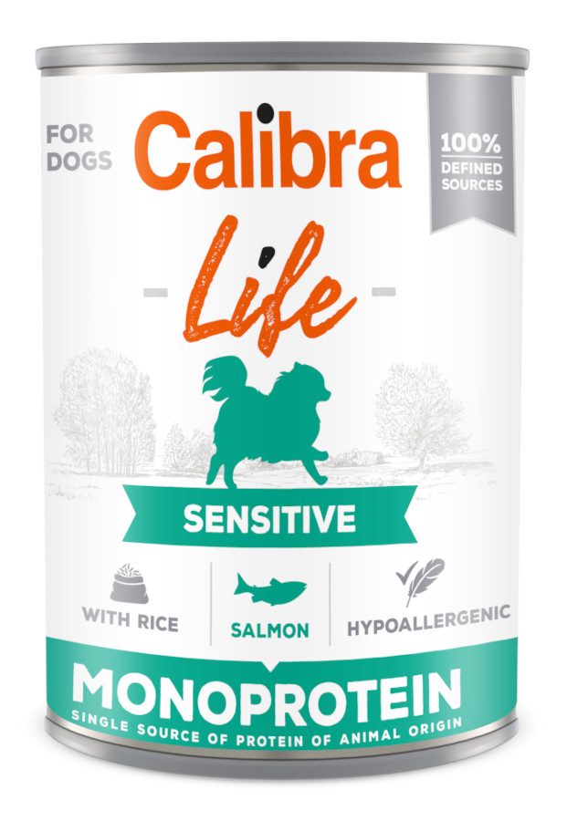 Calibra Dog Life Adult Sensitive Salmon 400 g, monoprotein konzerva