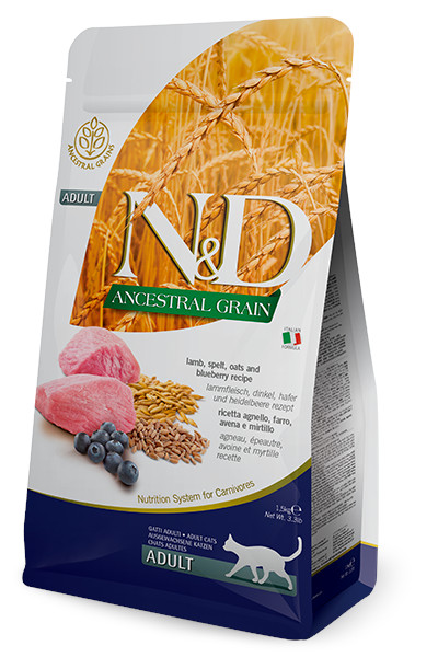N&D Ancestral Grain CAT Adult Lamb & Blueberry 300 g