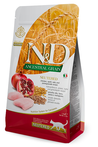 N&D Ancestral Grain CAT Neutered Chicken & Pomegranate 1,5 kg