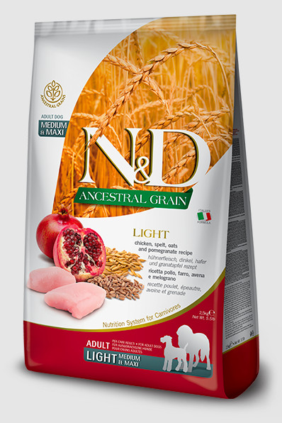 N&D Ancestral Grain DOG Adult Light M/L Chicken & Pomegranate 12 kg