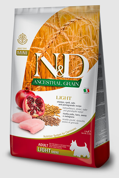 N&D Ancestral Grain DOG Adult Light Mini Chicken & Pomegranate 2,5 kg