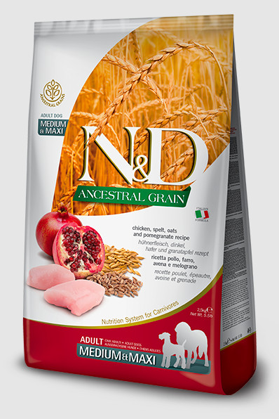 N&D Ancestral Grain DOG Adult M/L Chicken & Pomegranate 2,5 kg
