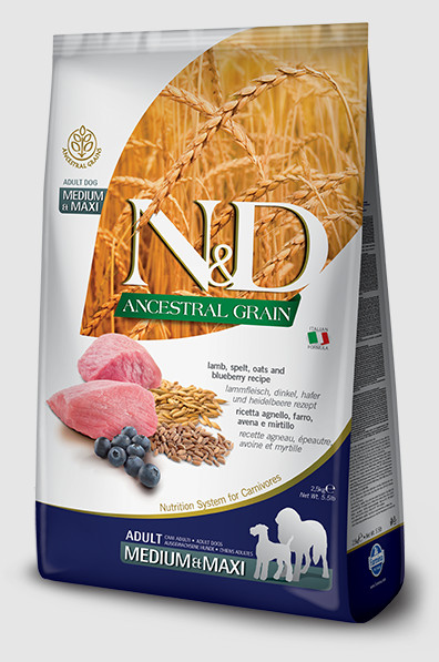 N&D Ancestral Grain DOG Adult M/L Lamb & Blueberry 12 kg