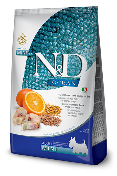 N&D Ocean DOG Adult Mini Cod & Spelt & Oats & Orange 2,5 kg