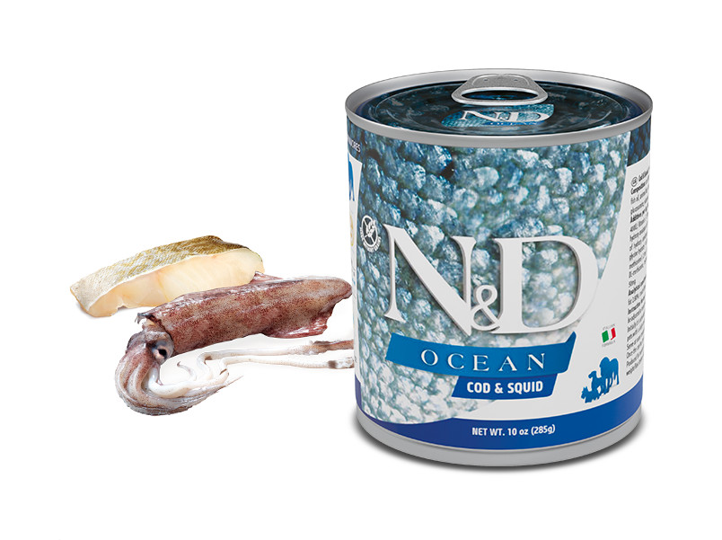N&D Ocean DOG Adult Codfish & Squid 285 g konzerva
