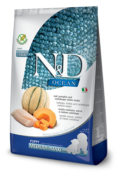 N&D Ocean DOG Puppy M/L Codfish & Pumpkin & Melon 12 kg