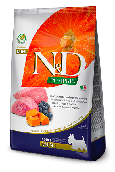 N&D Pumpkin DOG Adult Mini Lamb & Blueberry 2,5 kg