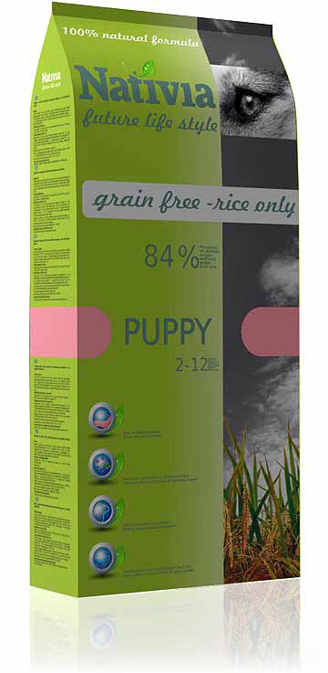 Nativia Dog Puppy 15 kg, grain free - rice only + DOPRAVA ZDARMA
