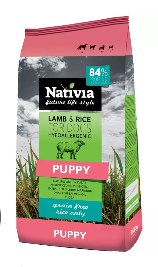 Nativia Dog Puppy Lamb&Rice 15 kg, grain free - rice only