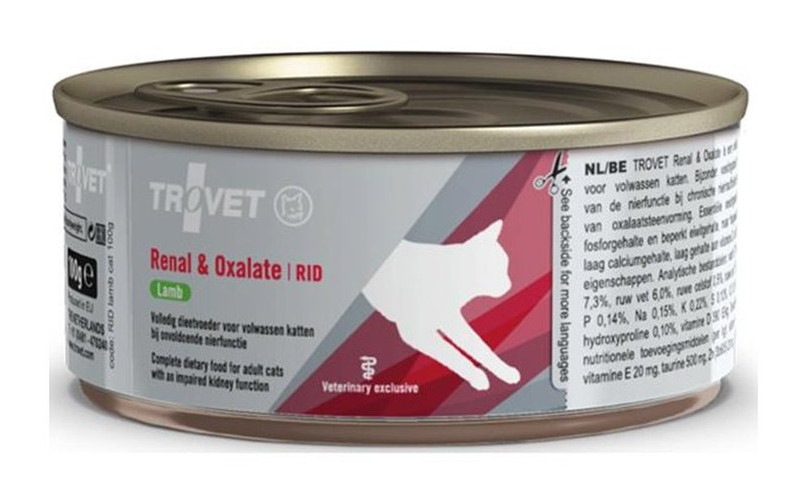 Trovet kočka RID RENAL & OXALATE jehněčí konzerva 24x 100 g