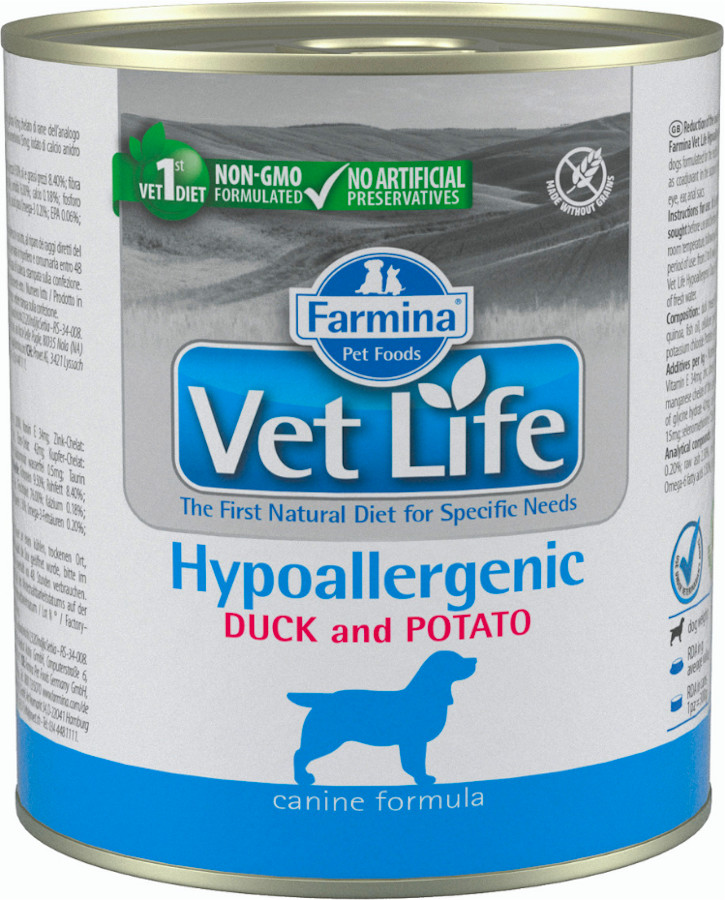 Vet Life Natural Dog Hypoallergenic Duck & Potato 300 g konzerva