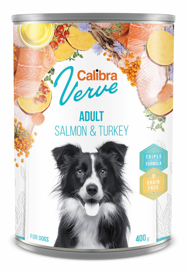 Calibra Dog Verve GF Adult Salmon & Turkey 400 g konzerva
