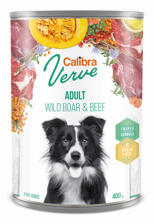 Calibra Dog Verve GF Adult Wild Boar & Beef 400 g konzerva