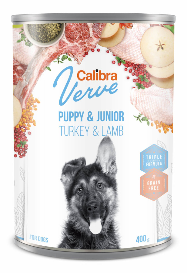 Calibra Dog Verve GF Junior Turkey & Lamb 400 g konzerva