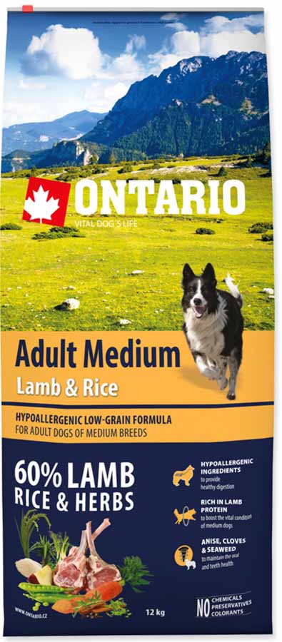Ontario Adult Medium Lamb & Rice 24 kg