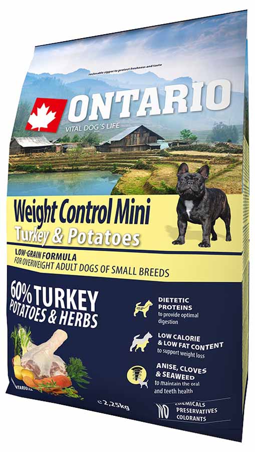 Ontario Mini Weight Control Turkey & Potatoes 13 kg